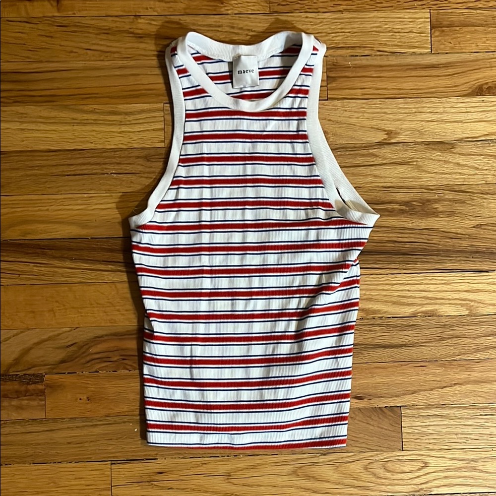 Maeve Red and White Striped Tank Top